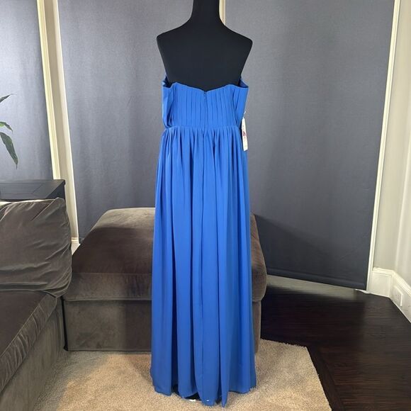 Women’s Blue Full Length Strapless Formal Dress Matching Shawl Size XL (14) NEW - Picture 5 of 10
